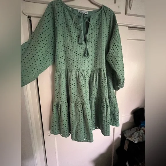 Karina Grimaldi Irina Eyelet Mini Dress in Sage size XS from Revolve - Picture 8 of 14